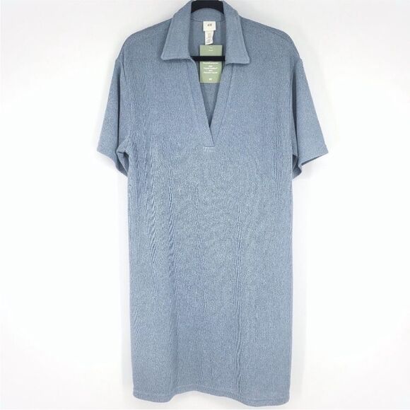 H&M Blue Knitted Polo Tunic Dress - Picture 1 of 9